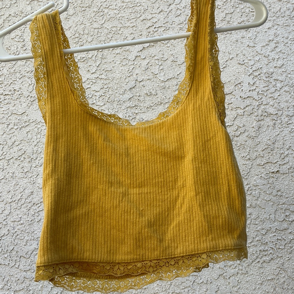 Yellow crop top with lace